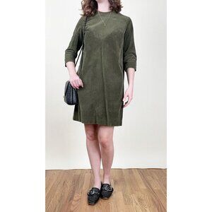 Vintage 60s 70s Corduroy Mini Dress Shift Handmade Mod MCM Hand Sewn Maternity